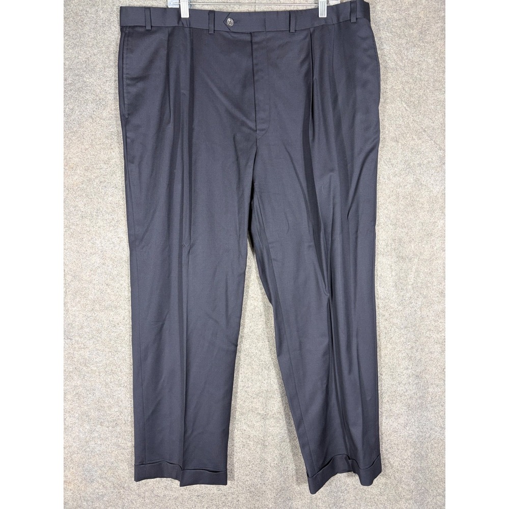 Lauren Ralph Lauren Total Comfort Mens Navy Blue Wool Pleated Cuffed Pants 42x30